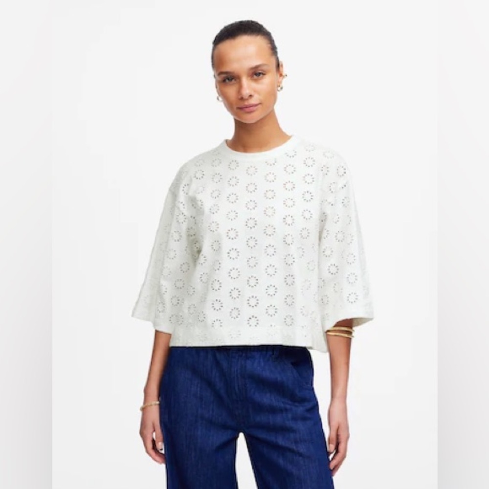 Madewell Embroidered Wide-Sleeve Boxy Tee small***